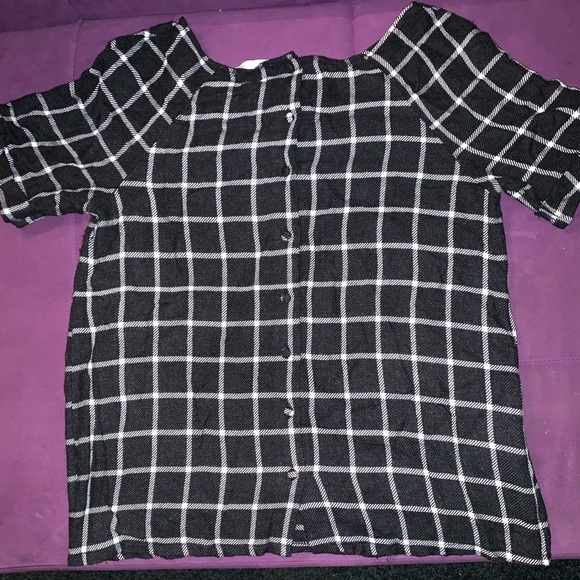 Promod plaid sweater top with buttons size 8 - Picture 6 of 8